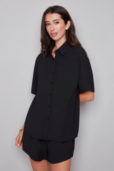 CHEMISE MANCHES COURTES ILTM "TEXTURE LÉGÈRE" BLACK (268004)