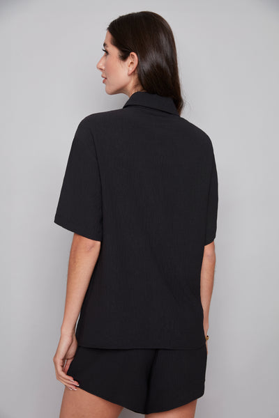 CHEMISE MANCHES COURTES ILTM "TEXTURE LÉGÈRE" BLACK (268004)