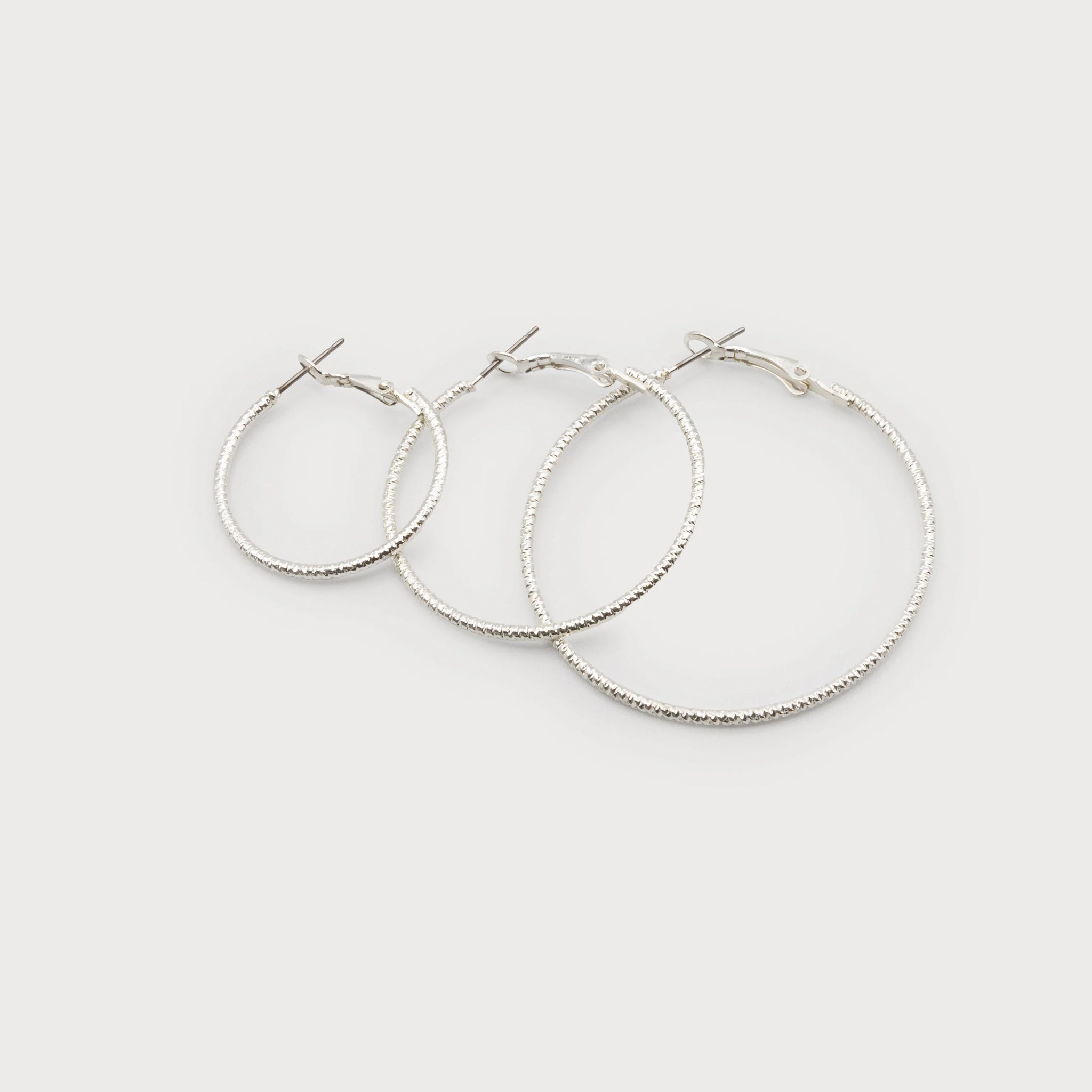 TRIO D'ANNEAUX CARACOL "TEXTURE" SILVER (2666)