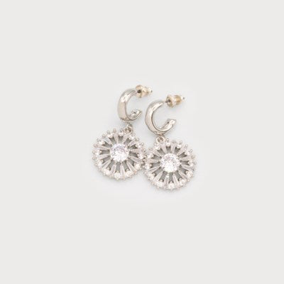 BOUCLES D'OREILLES CARACOL "FLEUR SCINTILLANTE" SILVER (2755)