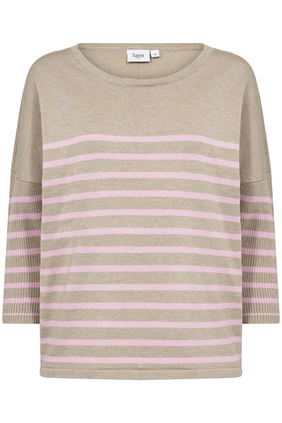 CHANDAIL SAINT-TROPEZ "COL ROND STRIPE" PLAZA TAUPE PINK (30513769)