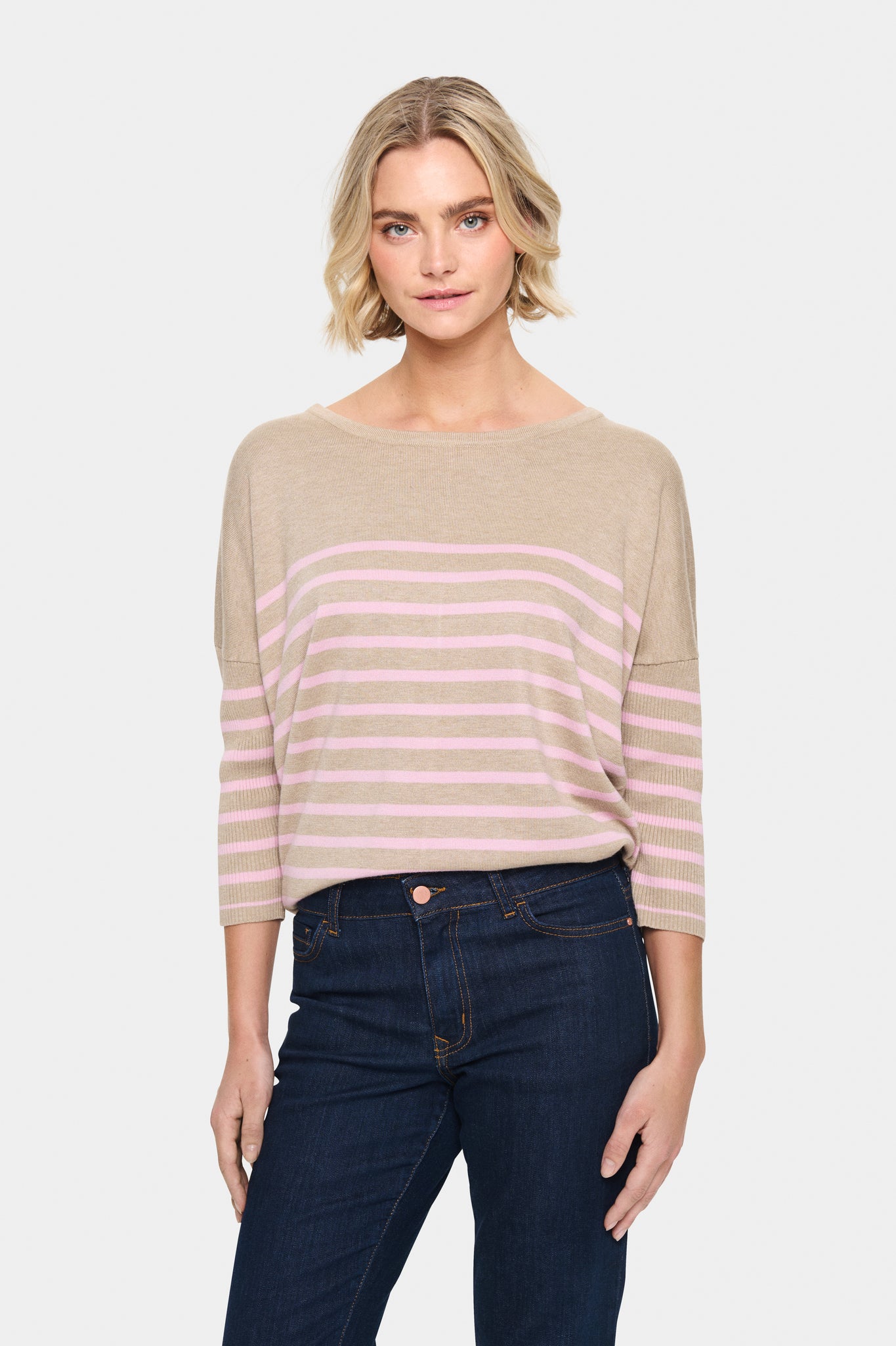 CHANDAIL SAINT-TROPEZ "COL ROND STRIPE" PLAZA TAUPE PINK (30513769)