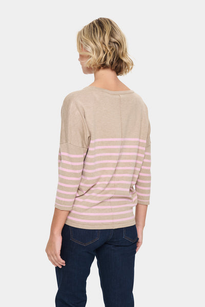 CHANDAIL SAINT-TROPEZ "COL ROND STRIPE" PLAZA TAUPE PINK (30513769)