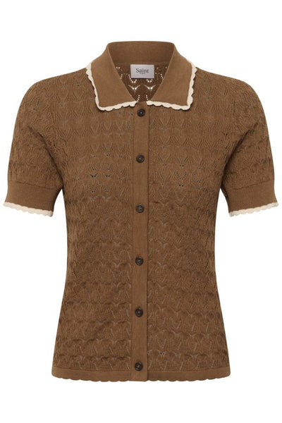 CARDIGAN SAINT-TROPEZ "RONETTE POLO" TOASTED COCONUT