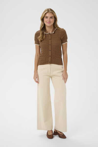 CARDIGAN SAINT-TROPEZ "RONETTE POLO" TOASTED COCONUT