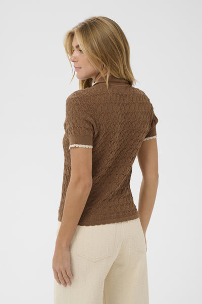 CARDIGAN SAINT-TROPEZ "RONETTE POLO" TOASTED COCONUT