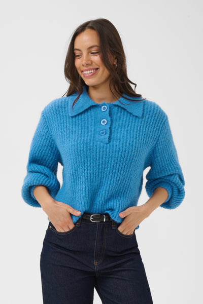 CHANDAIL SAINT-TROPEZ "TABBATHA POLO" LICHEN BLUE MELANGE