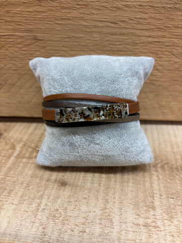 BRACELET CUIR CRÉART "AXIA MULTIPLE" TAN