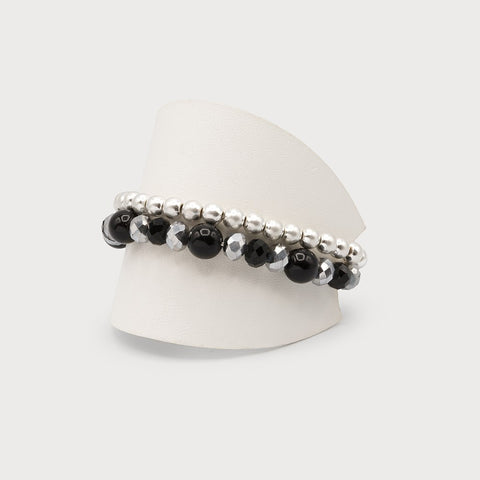 BRACELET CARACOL 2 RANGS "BILLES" SILVER (3292)