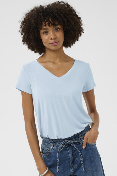 T-SHIRT CULTURE "POPPY V-NECK" CASHMERE BLUE