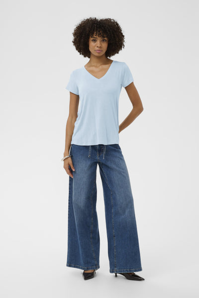 T-SHIRT CULTURE "POPPY V-NECK" CASHMERE BLUE