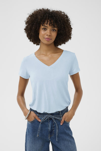 T-SHIRT CULTURE "POPPY V-NECK" CASHMERE BLUE