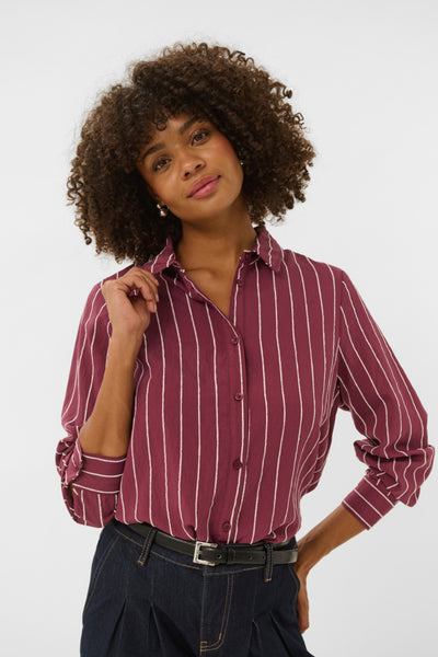 CHEMISE CULTURE "ARIN" BURGUNDY & WHITE STRIPE