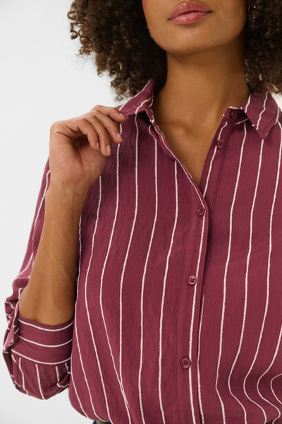 CHEMISE CULTURE "ARIN" BURGUNDY & WHITE STRIPE
