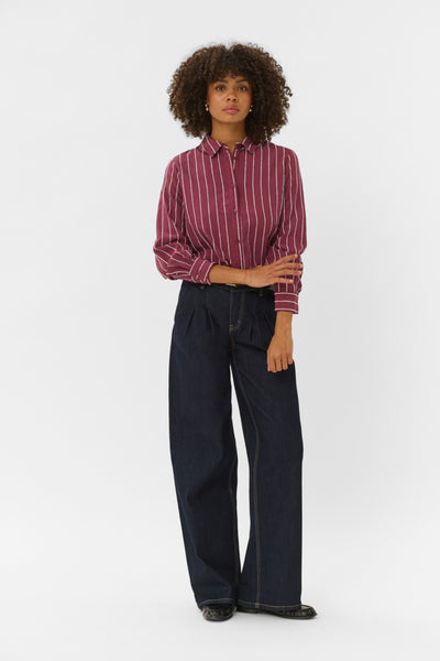 CHEMISE CULTURE "ARIN" BURGUNDY & WHITE STRIPE