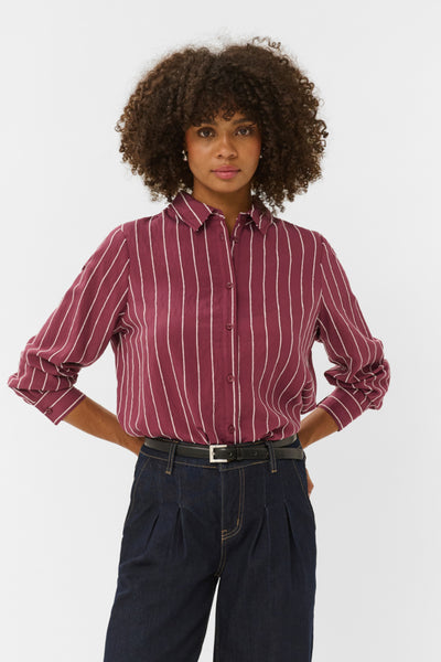 CHEMISE CULTURE "ARIN" BURGUNDY & WHITE STRIPE