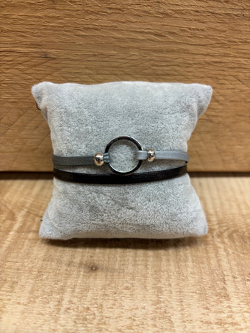 BRACELET CUIR CRÉART "MINI LARA" CHARCOAL