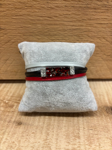 BRACELET CUIR CRÉART "CORALIE" ROUGE