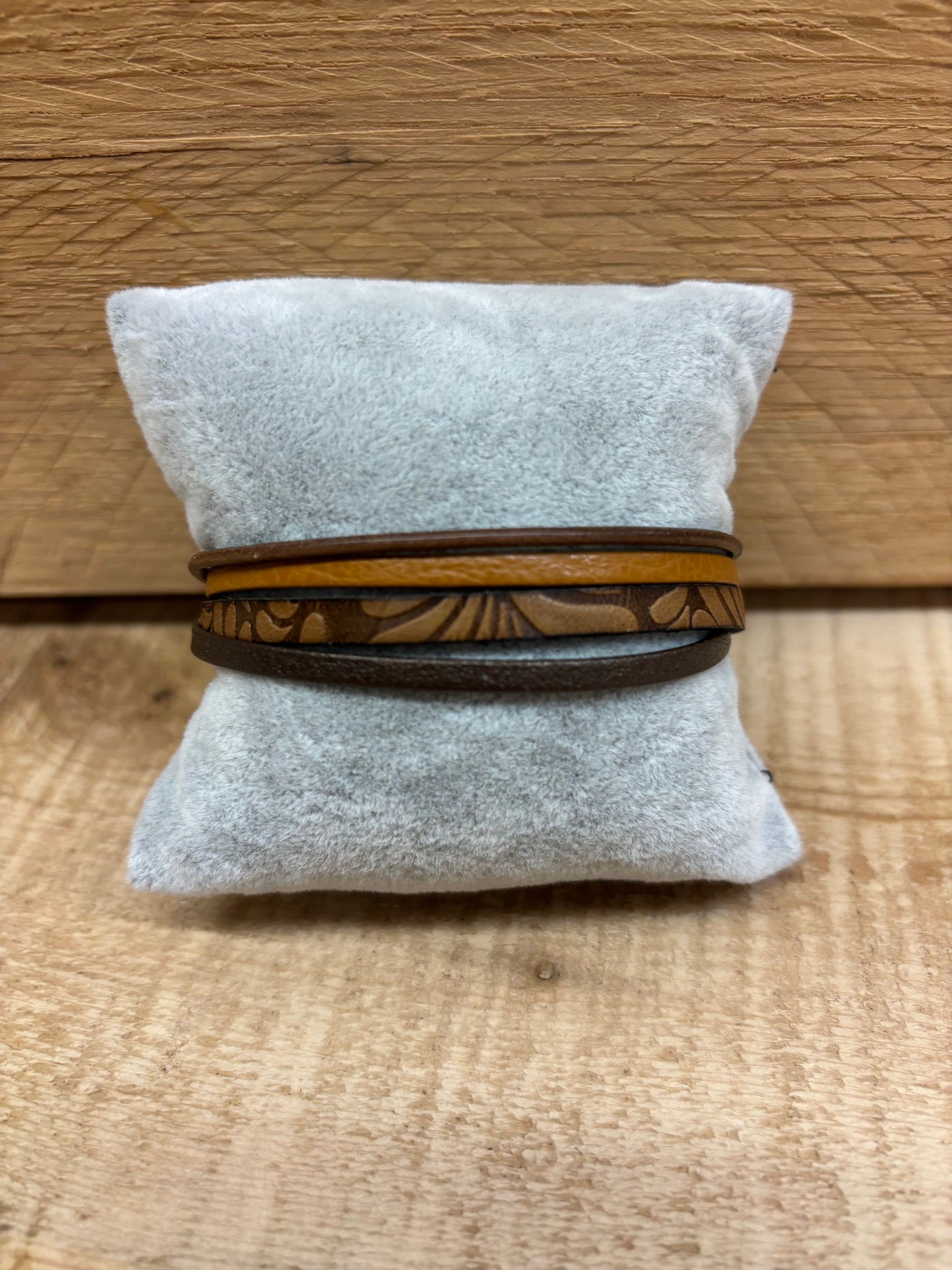 BRACELET CUIR CRÉART "IMPRESSION" TAN