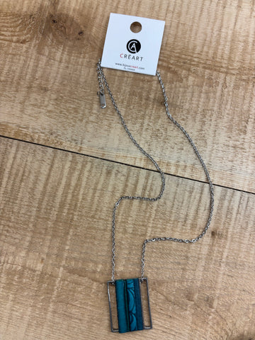 COLLIER INOX CRÉART "IMPRESSION" TURQUOISE