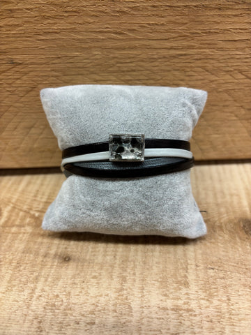 BRACELET CUIR CRÉART "SIMPLY" CHARBON