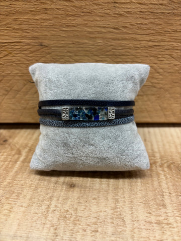 BRACELET CUIR CRÉART "CORALIE" NAVY