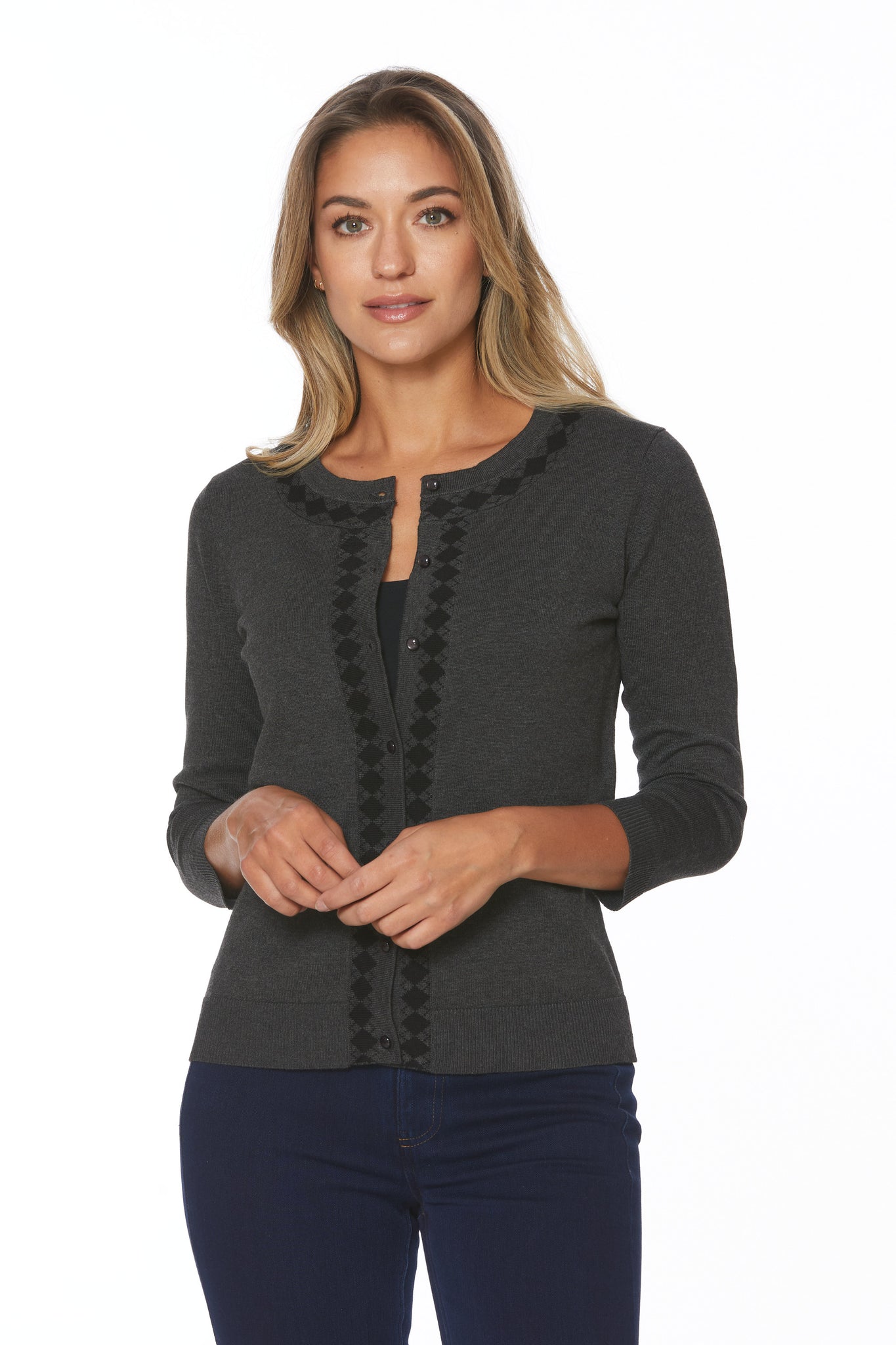 CARDIGAN SPENSE "GEO" CHARCOAL HEATHER (00497)