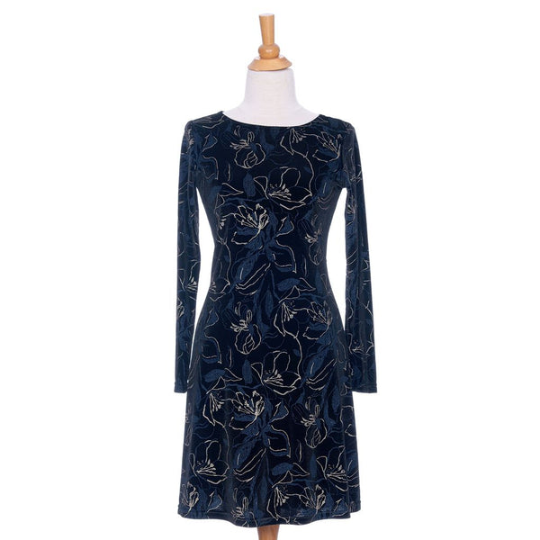 ROBE RIEN NE SE PERD "LARIX" VELOURS NOIR, MARINE & OR