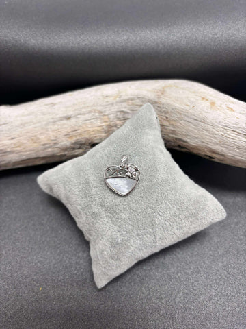 PENDENTIF ARGENT 925 "COEUR" NACRE BLANC