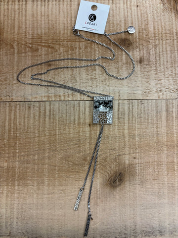 COLLIER LONG INOX CRÉART "MOSAIK DELUXE" NOIR