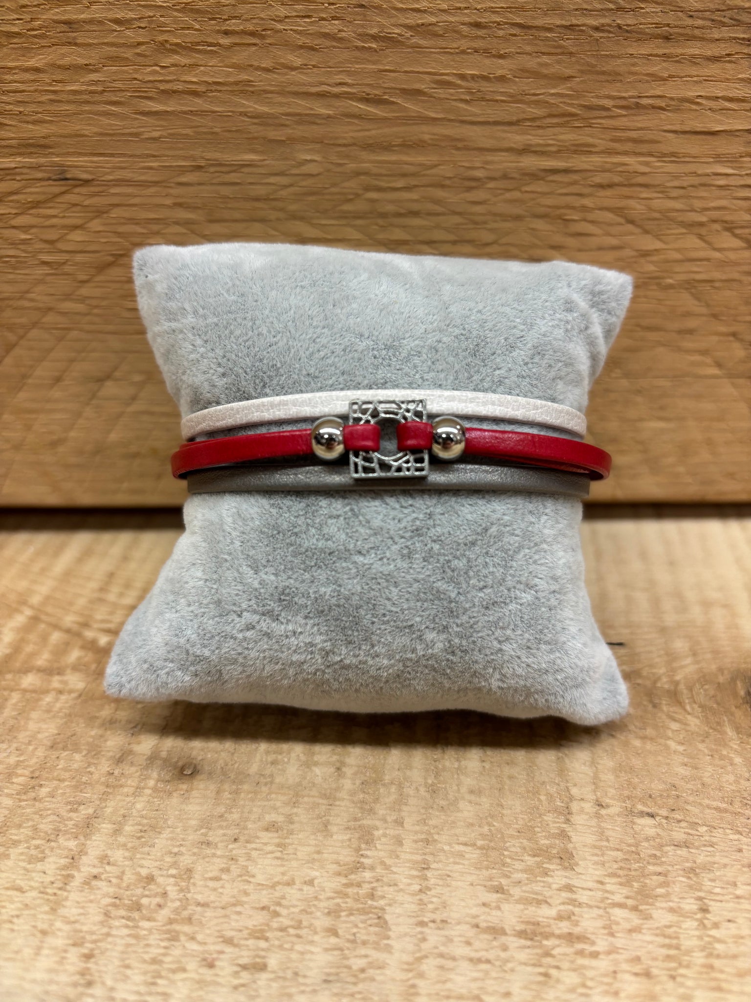 BRACELET CUIR CRÉART "MADY" ROUGE