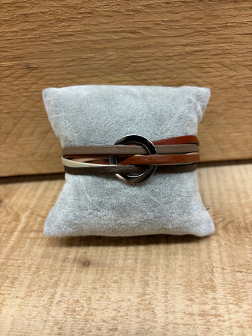 BRACELET CUIR CRÉART "LARA" ARGILE