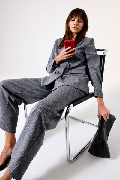 PANTALON GARCIA "RAYURES" ANTHRACITE MELANGE (I50315)