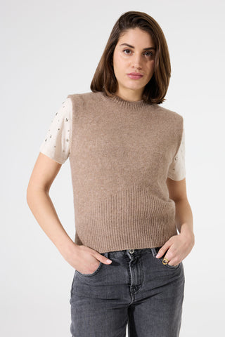 DÉBARDEUR TRICOT GARCIA "SOFT" TAUPE (I50248)
