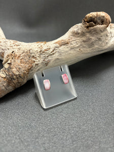 BOUCLES D'OREILLES ARGENT 925 "RECTANGLE" NACRE ROSE