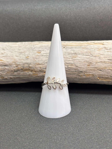 BAGUE ARGENT 925 "FEUILLE" NACRE BLANC