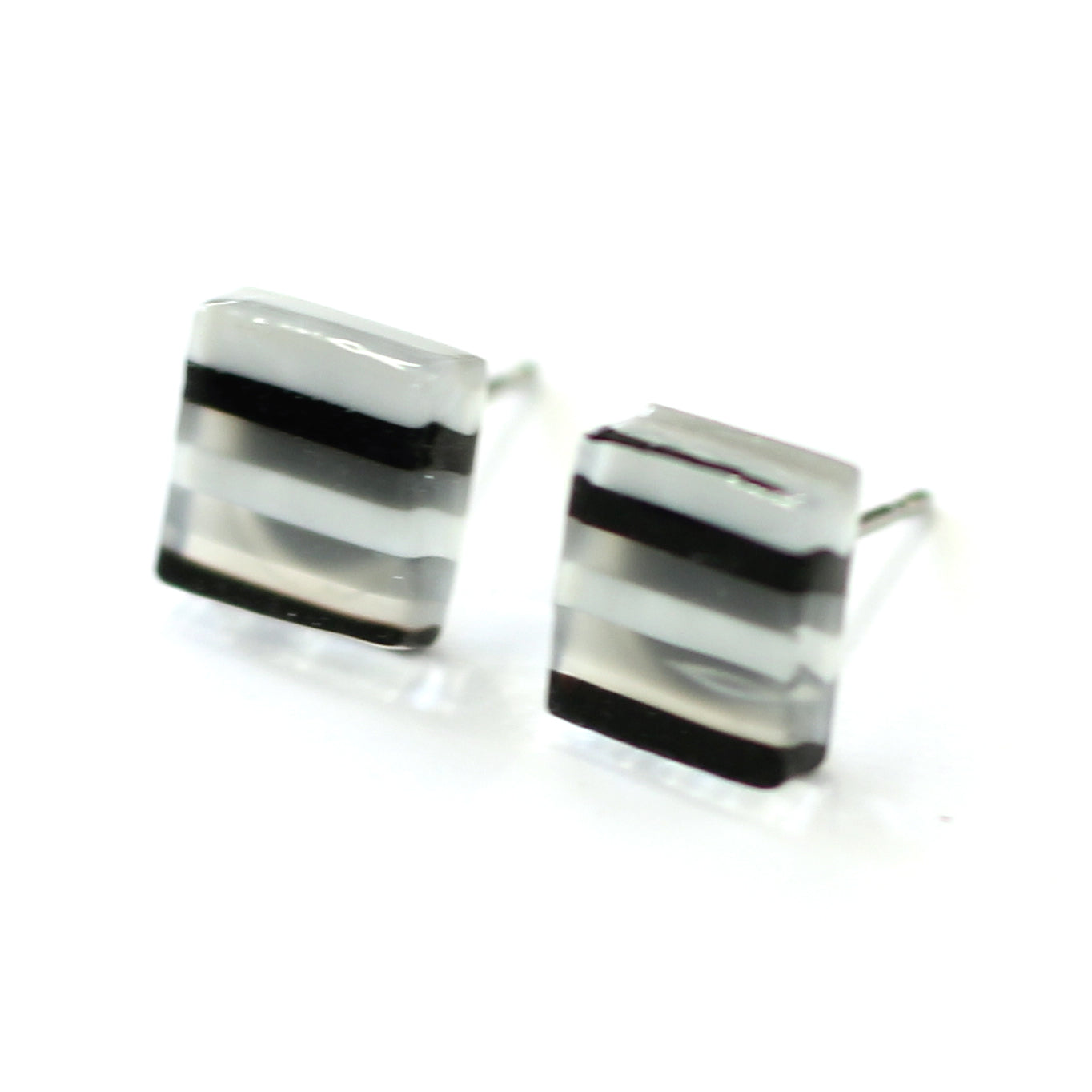 BOUCLE D'OREILLES INOX CRÉART "RAYURES" NOIRE