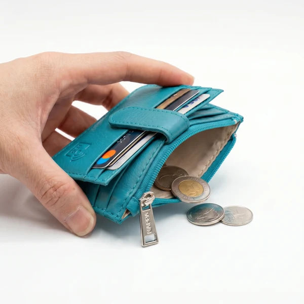 PORTE-MONNAIE NAPPA "IVY" TURQUOISE