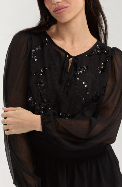 BLOUSE LIVERPOOL "ROMANTIQUE" BLACK (LM8M64PCE0)