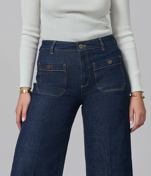 JEANS LARGE LOLA "MILAN-DRW" DARK RINSE WASH