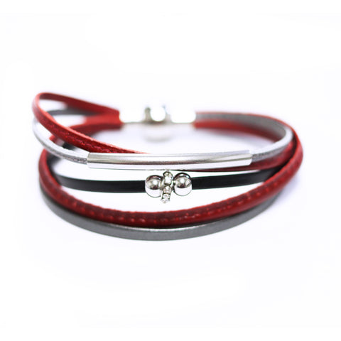 BRACELET CUIR CRÉART "LUXURY" ROUGE