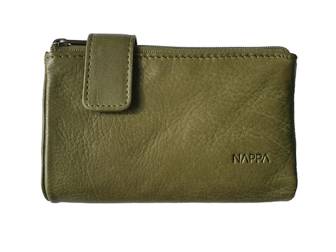 PORTEFEUILLE NAPPA "MINI CHARLOTTE" OLIVE