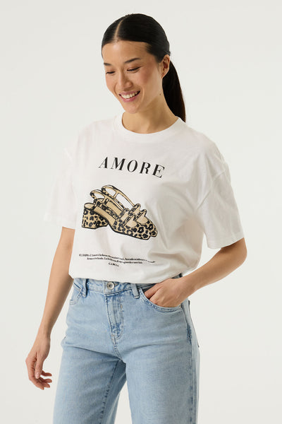 T-SHIRT GARCIA "SHOES" OFF WHITE (P260204)