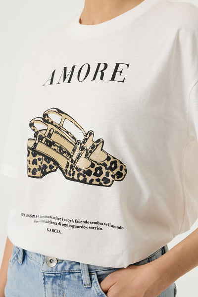 T-SHIRT GARCIA "SHOES" OFF WHITE (P260204)