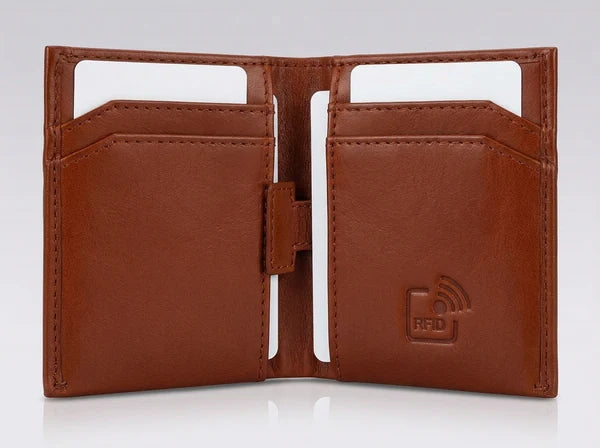 PORTE-FEUILLE NAPPA "SKINNY SLEEVE" BRANDY