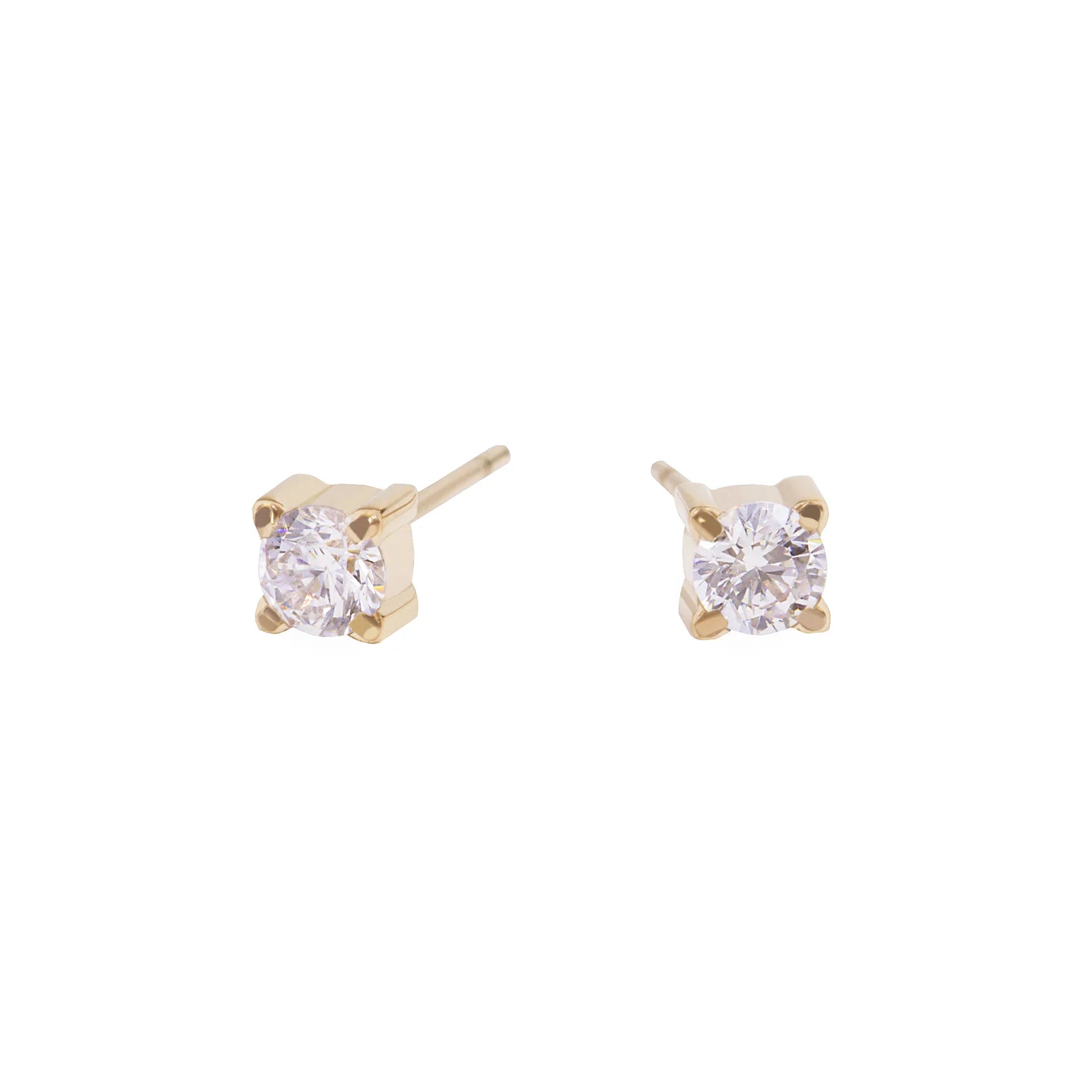 BOUCLES D'OREILLES MIA "CZ 4MM" DORÉ (0987)