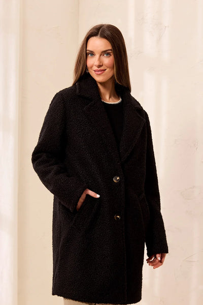 MANTEAU TRIBAL "BOUCLÉ" NOIR (31730)