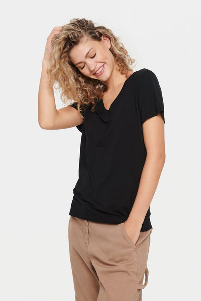 T-SHIRT SAINT-TROPEZ "ADELIA V-NECK" BLACK