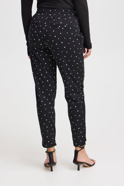 PANTALON ICHI "KATE PRINT" BLACK HEART