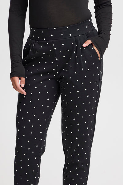 PANTALON ICHI "KATE PRINT" BLACK HEART